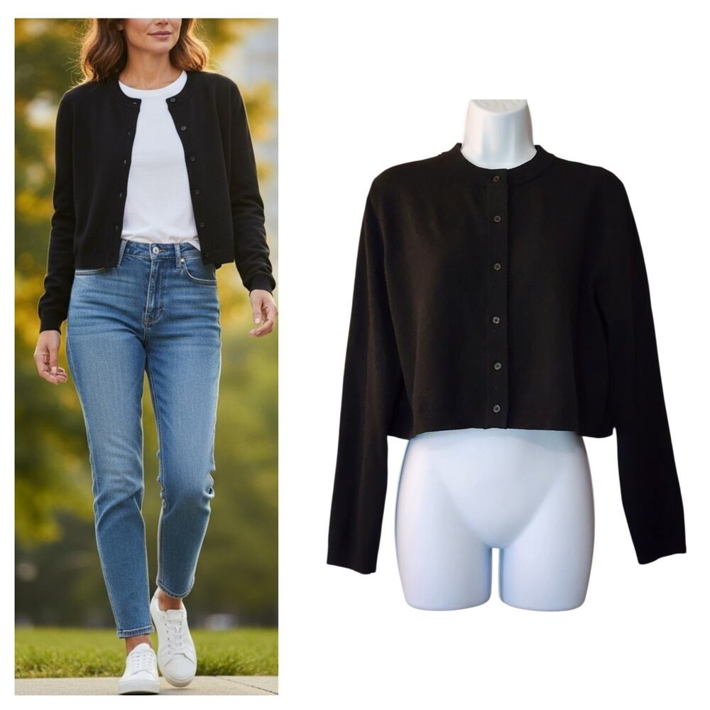 Jessica Simpson Womens Cardigan Sweater Size S Black Long Sleeve Button Down